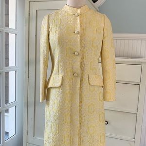 Timeless Vintage 60s Yellow Brocade Tapestry Coat